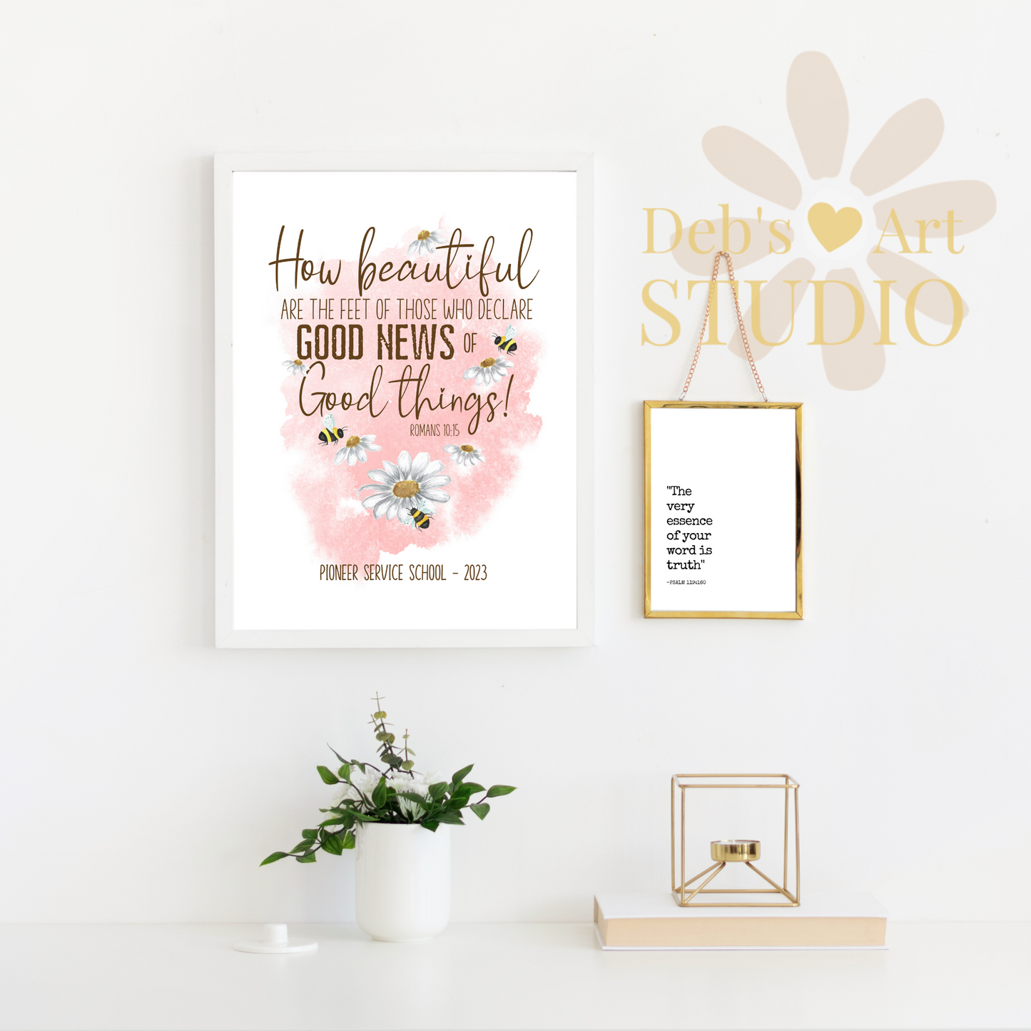 Romans 10:15, Bible Verse Wall Art | JW Pioneer Gifts | Pioneer School | Pink