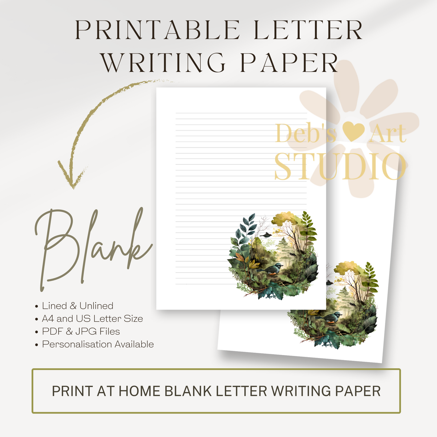 Letter Writing Paper | JW Printable | Letterheads | Forest Birds