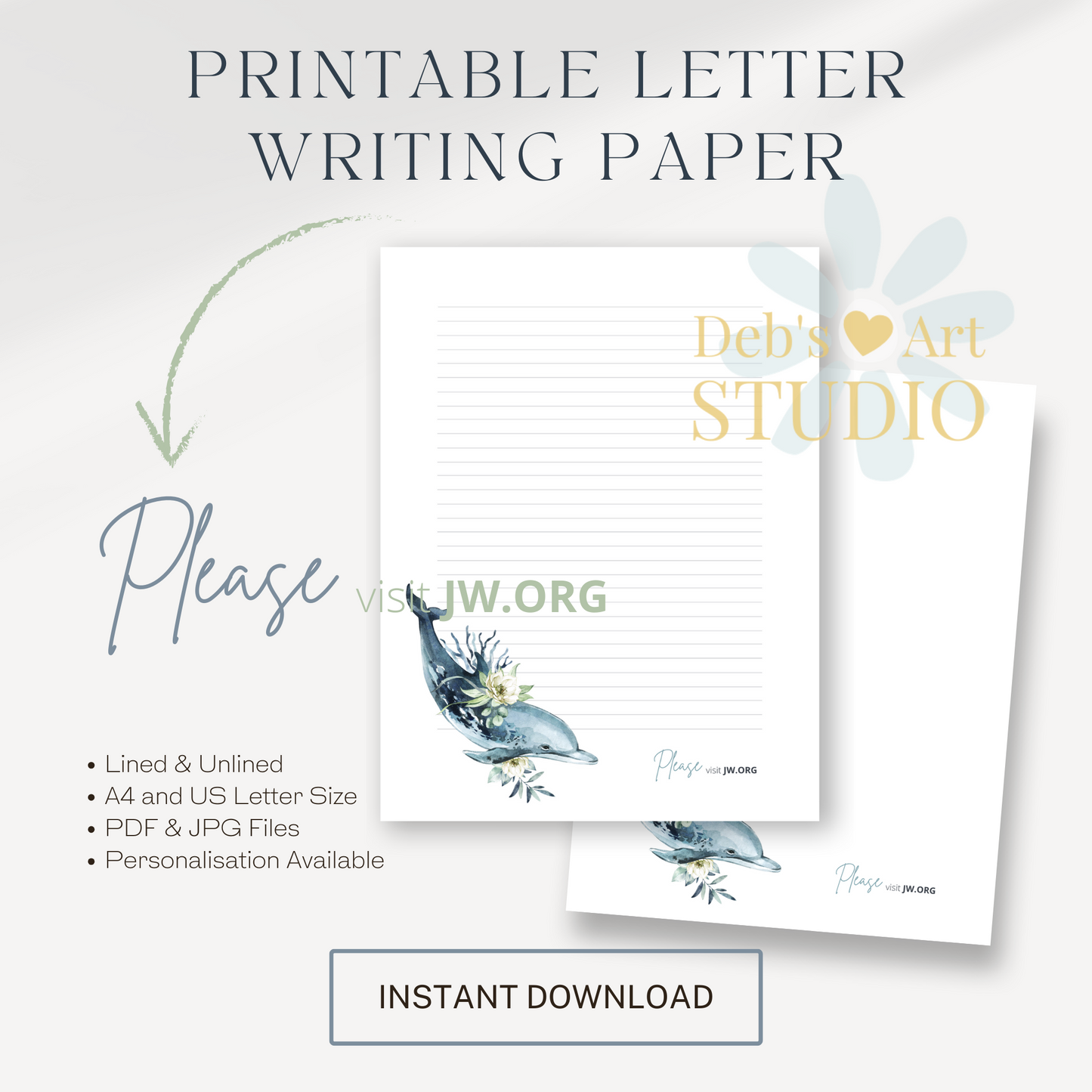 Visit jw.org, JW Letter Writing Paper | Printable Letterhead | Ocean Fauna