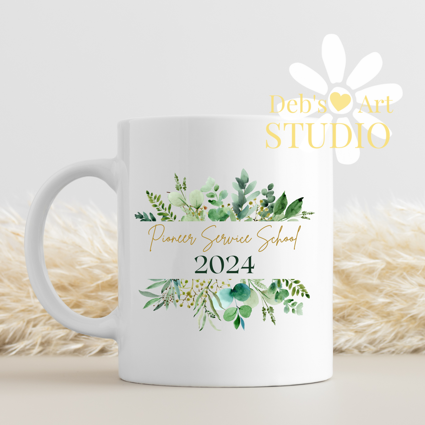 Pioneer School Mug - 2024 | JW Pioneer Gifts | Green Leaves | JW Gifts