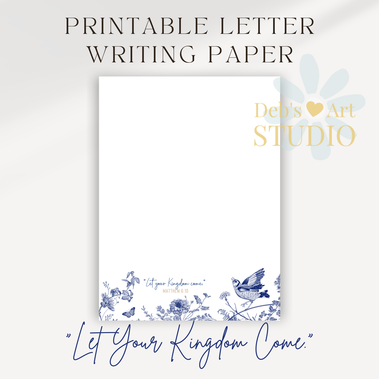 Matthew 6:10, JW Letter writing stationery | Letterhead | Blue Flowers