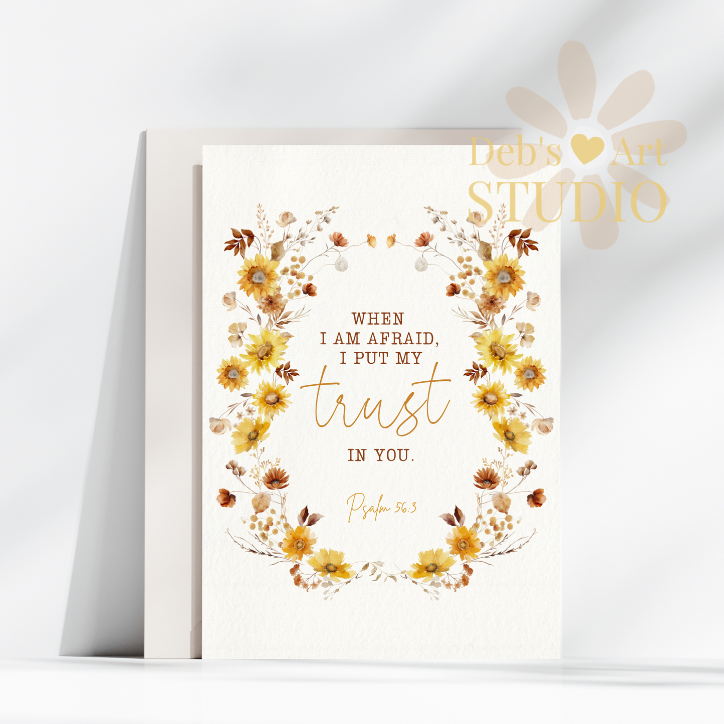 JW Greeting Card | Psalm 56:3 | 2024 Year Text | Boho Sunflowers