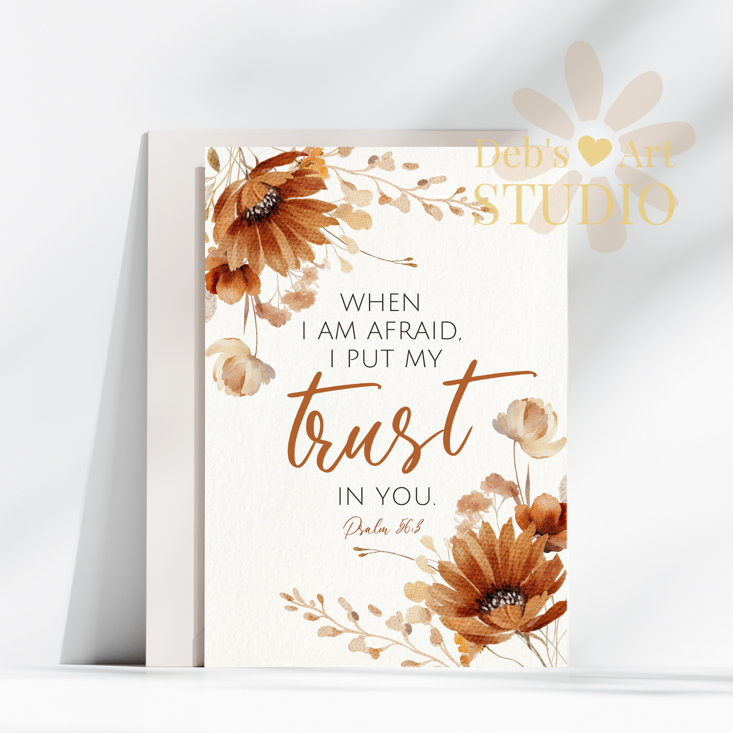 JW Greeting Card | Psalm 56:3 | 2024 Year Text | Autumn Flowers