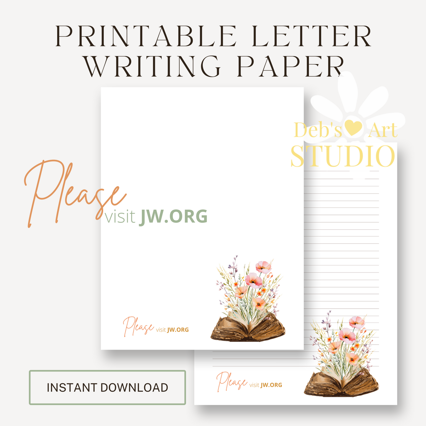 Visit jw.org, JW Letter Writing Paper | Note | Bible Peach flowers