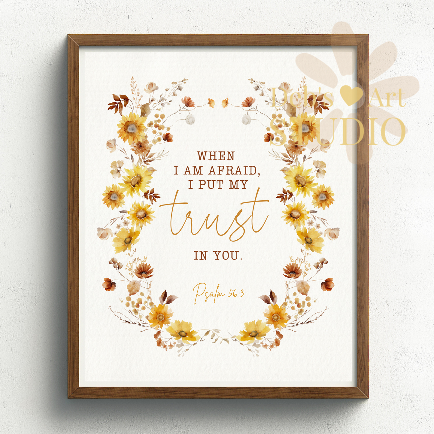 2024 JW Year Text - Bible Verse Wall Art | Psalm 56:3 | Boho Sunflowers