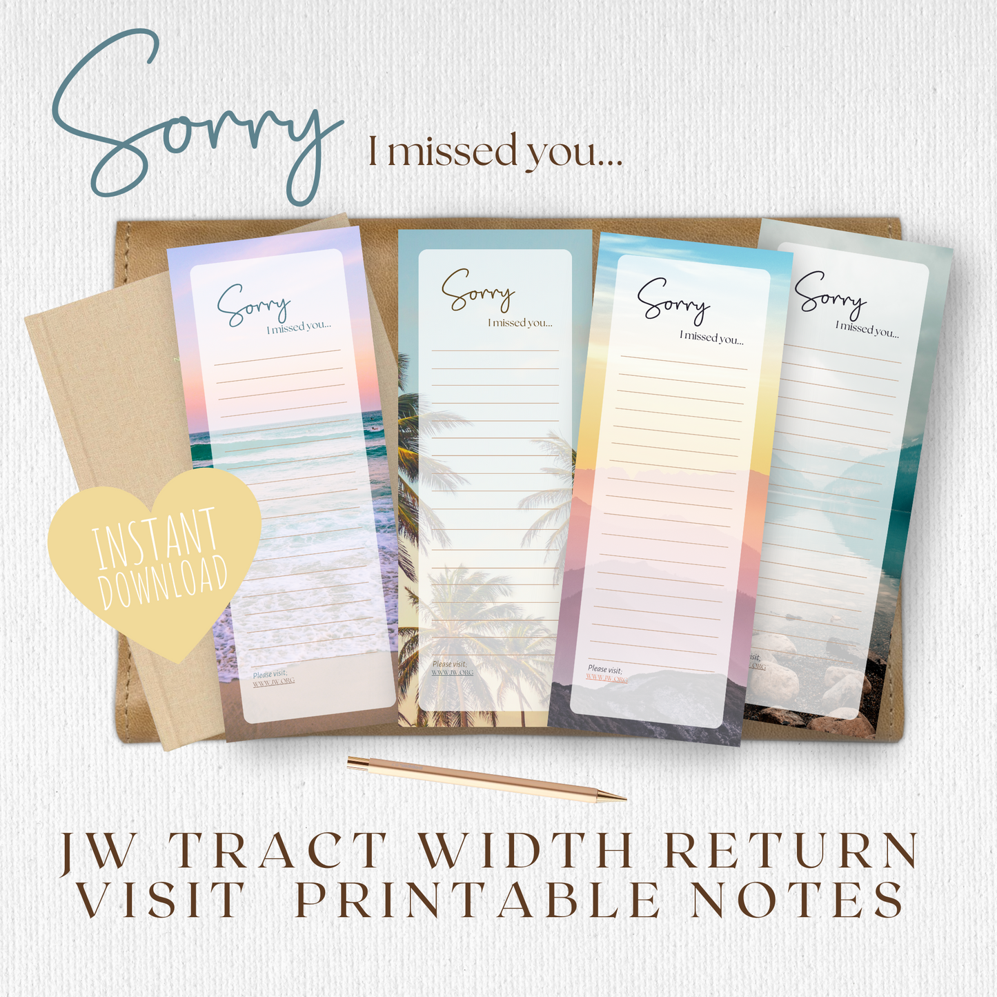 Return Visit Notes | JW Printable | For JW Tract Holder | Nature Landscape