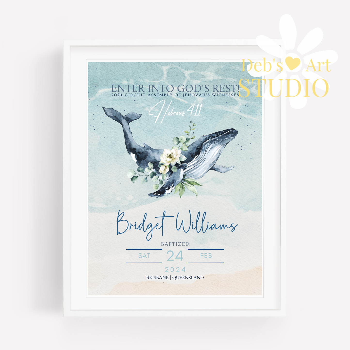 JW Baptism Gift | Baptism Keepsake | Ocean Fauna, Flora | Customisable