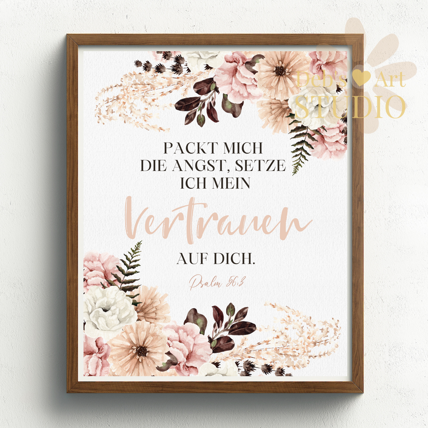 2024 JW Year Text - German Bible Verse Wall Art | Psalm 56:3 | Pink Boho