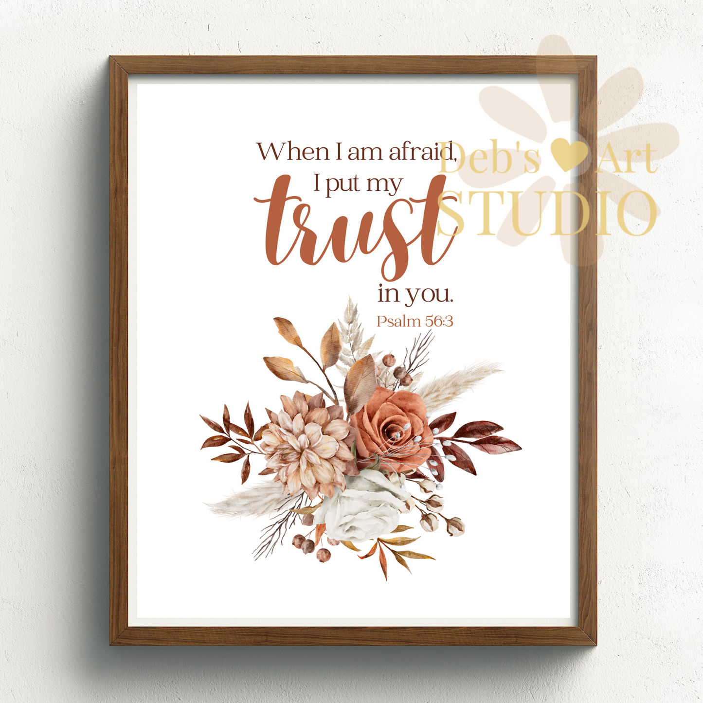 2024 JW Year Text - Bible Verse Wall Art | Psalm 56:3 | Boho Dried Flowers