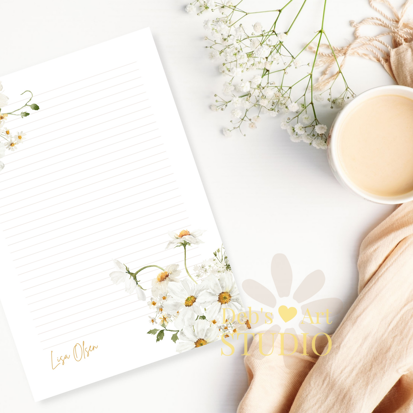 Personalised Stationery Editable Template | Daisy Writing Paper