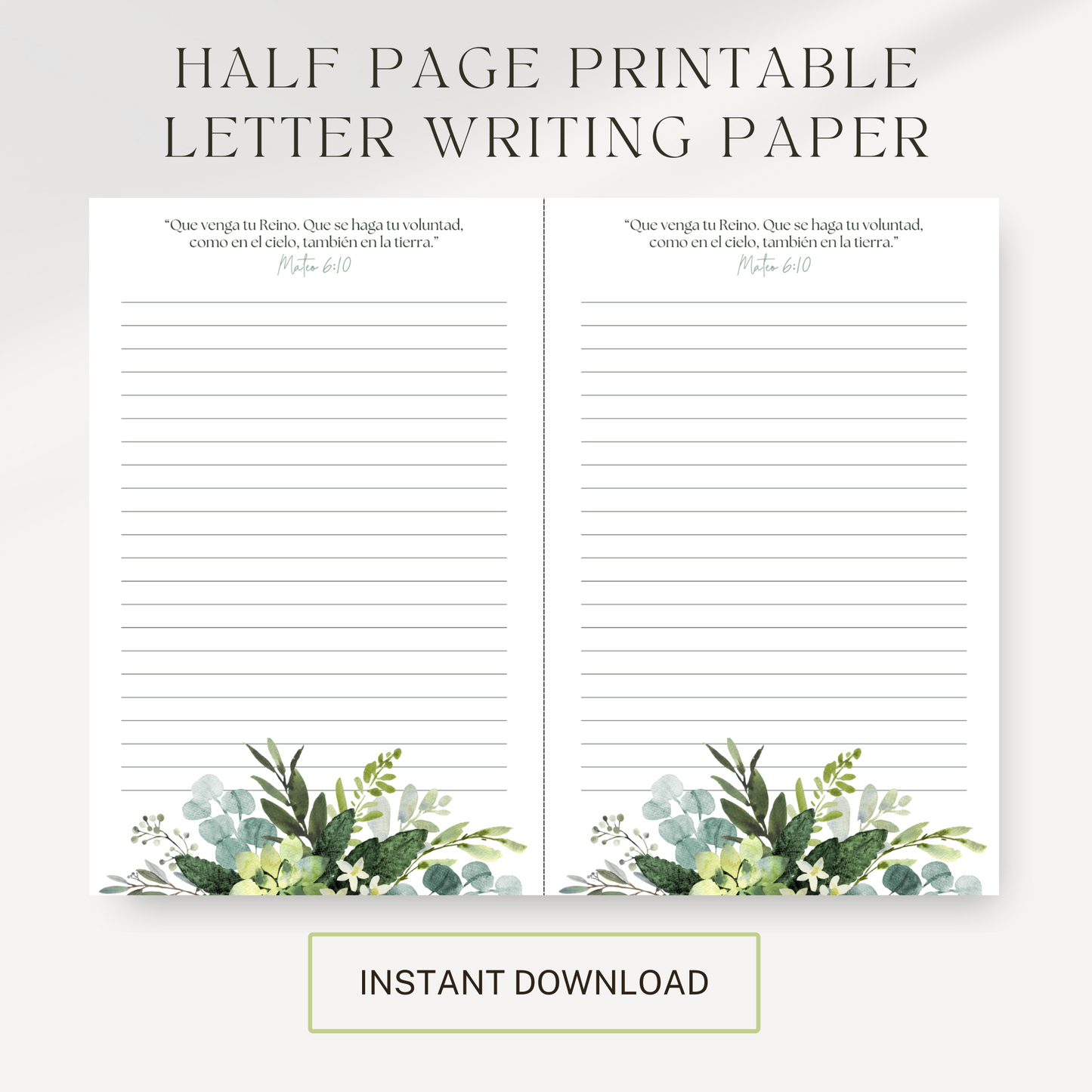 Matthew 6:10 | Spanish, JW Letter Writing Paper | Green Leaves