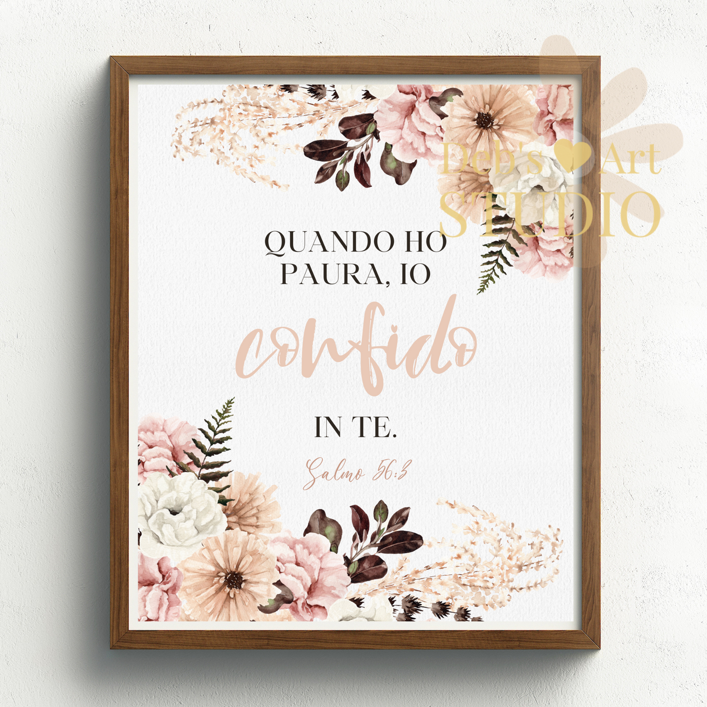 2024 JW Year Text - Wall Art | Psalm 56:3 | Italian | Pink Flowers