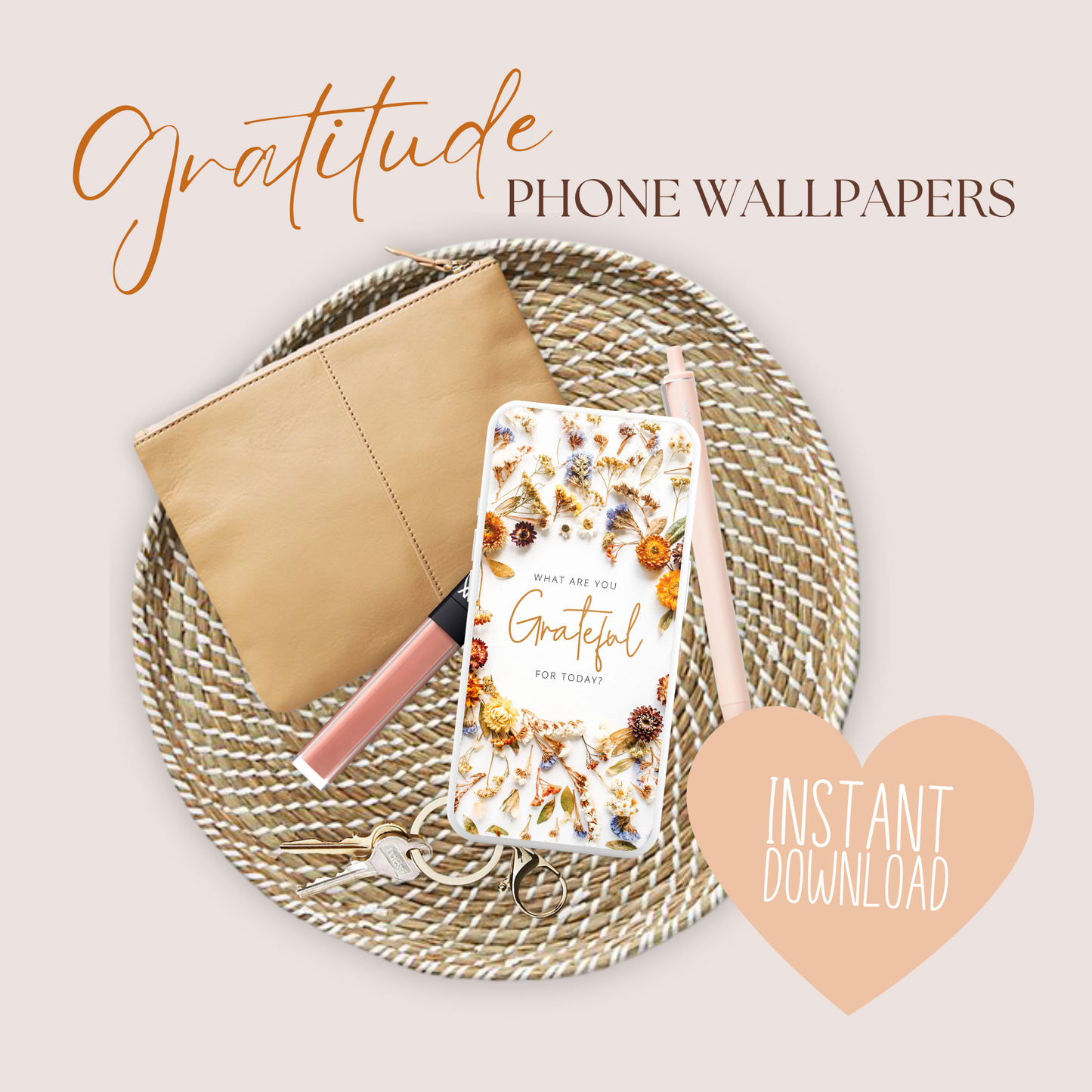 Freebie Gratitude Quote Wallpaper | JW Gift | Paper Flowers