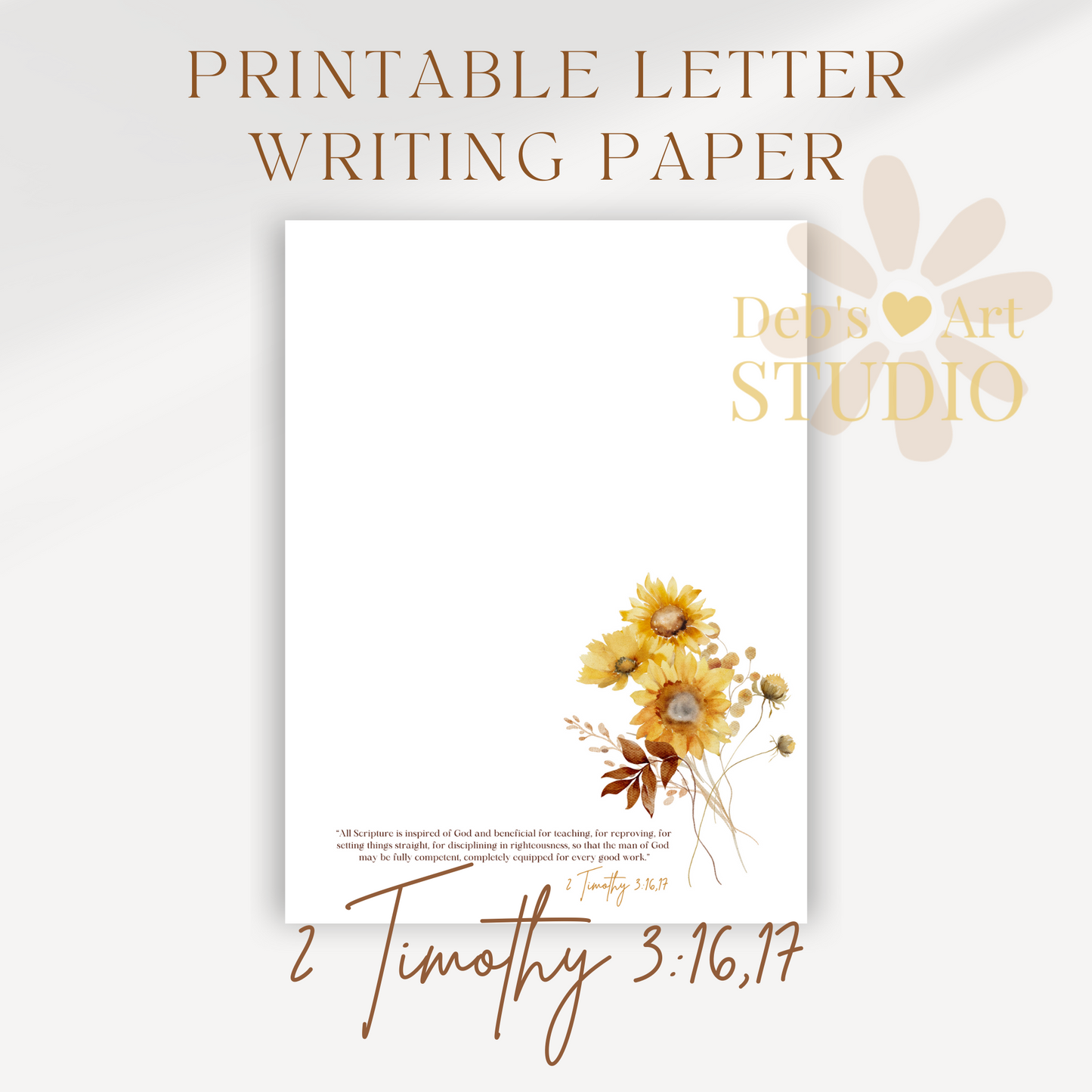 2 Timothy 3:16,17, JW Letter Writing Paper | JW Printable | Sunflowers