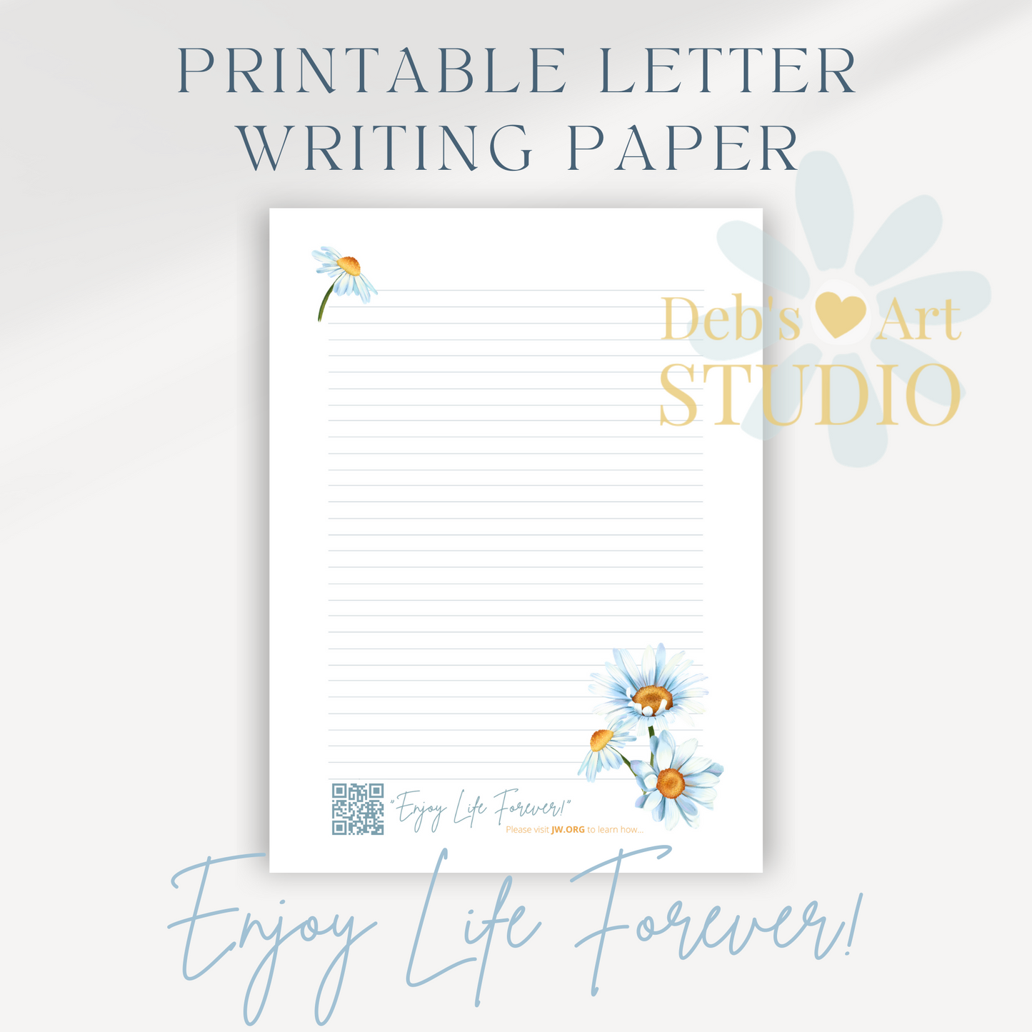 Enjoy Life Forever, JW Letter Writing Paper | Blue Daisies