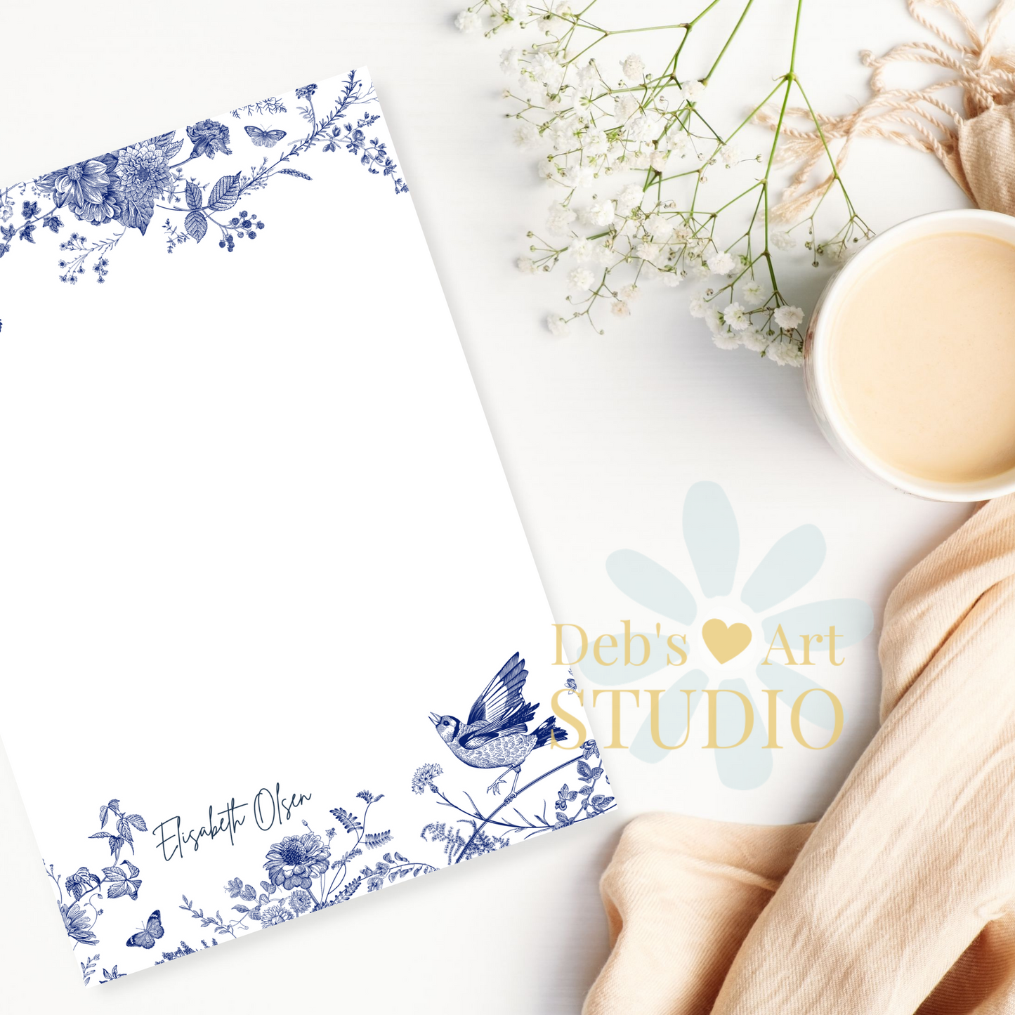 Personalised Stationery Editable | Blue Hamptons Writing Paper