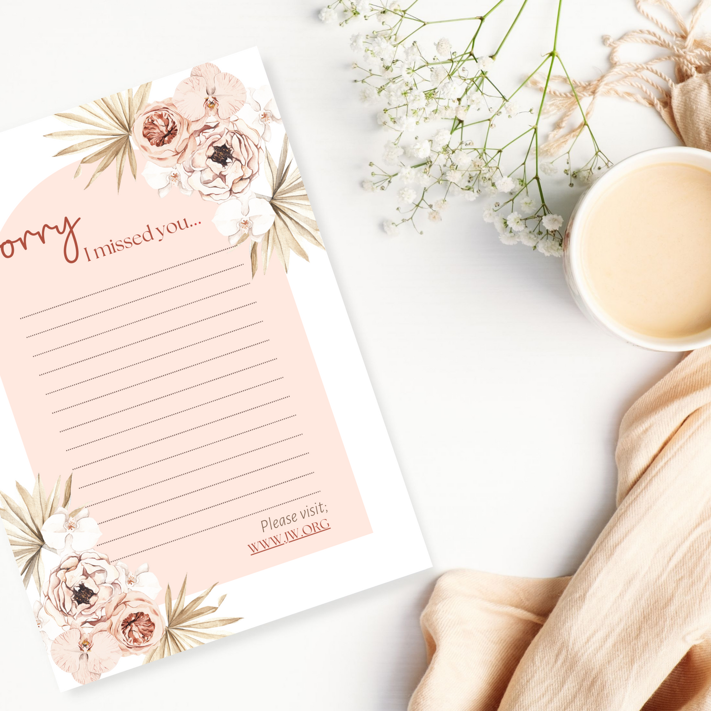 Printable Return Visit Notes | Sorry I Missed You | Sunflowers Print