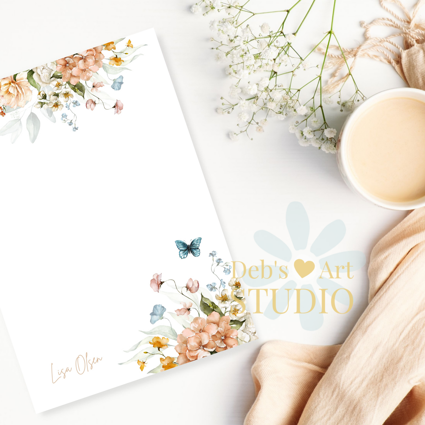 Personalised Stationery Editable Template | Butterfly Writing Paper