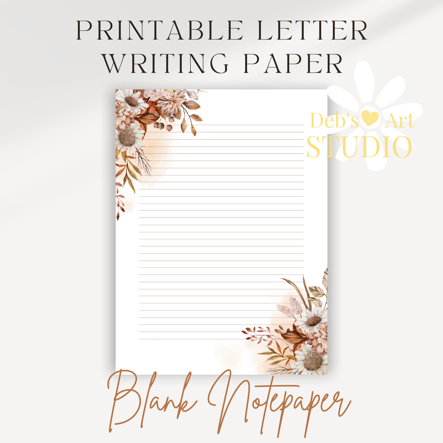 Letter Writing Paper | JW Printable | Letterheads, Autumn Boho Flowers