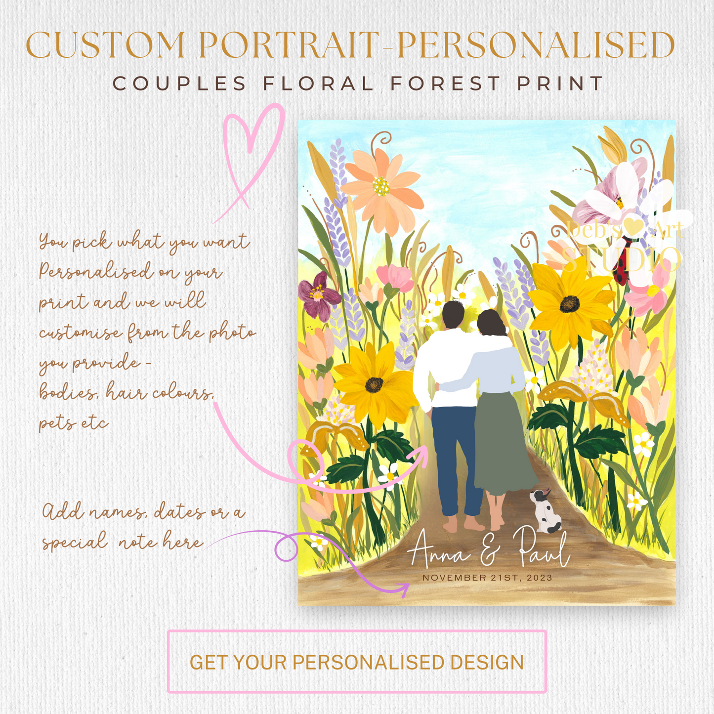 Custom Portrait | Couples Custom Print | JW Anniversary Gift | Wedding