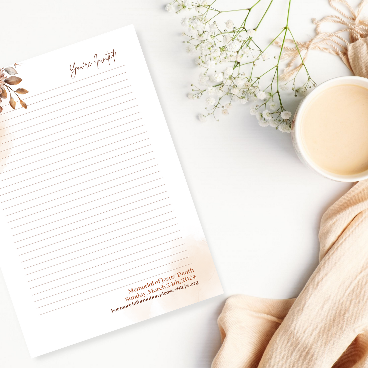 Memorial Invitation 2024 | Luke 22 19 | Autumn Boho, JW Letter Writing