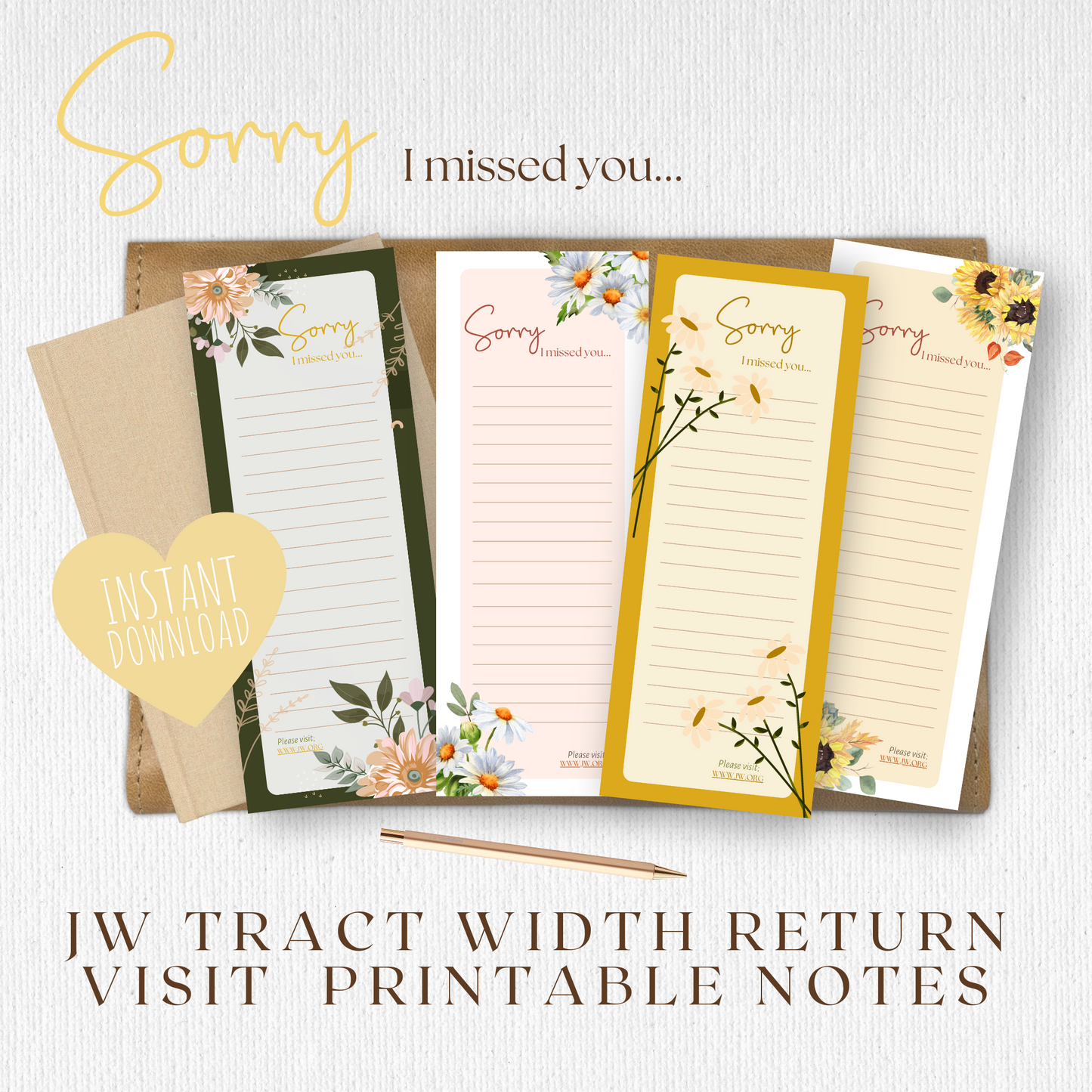 Return Visit Notes | JW Printable | For JW Tract Holder | Flowers