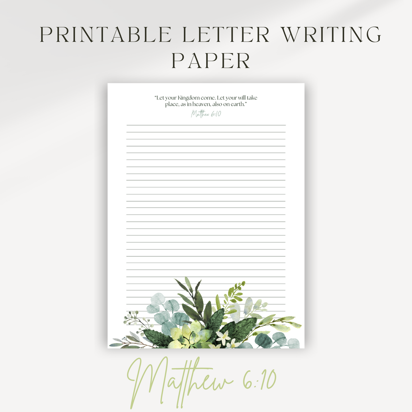 Matthew 6:10, JW Letter Writing Paper | Notepaper | Green Leaves