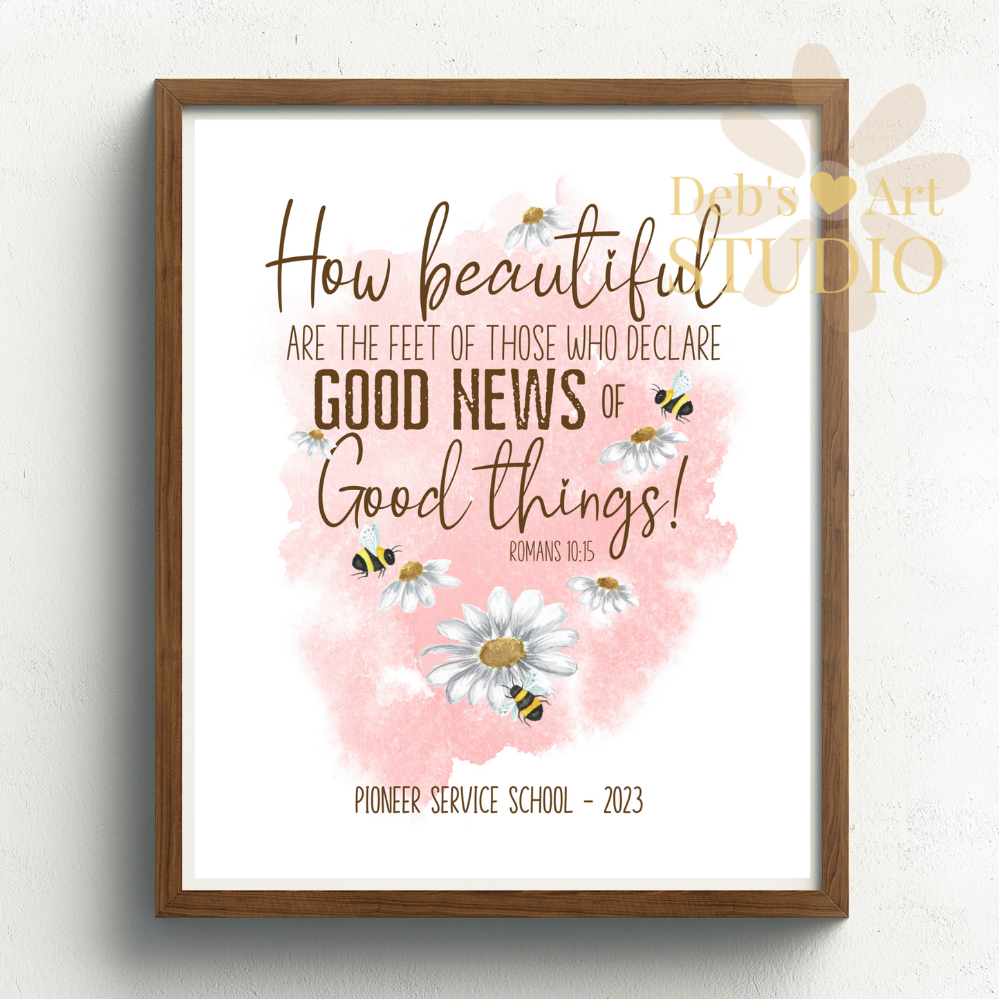 Romans 10:15, Bible Verse Wall Art | JW Pioneer Gifts | Pioneer School | Pink