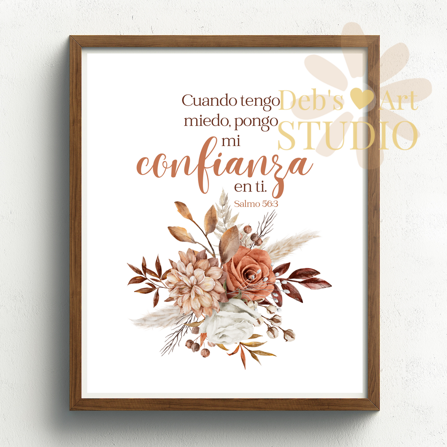 2024 JW Year Text - Spanish Bible Verse Wall Art | Salmo 56:3 | Boho Dried Flowers