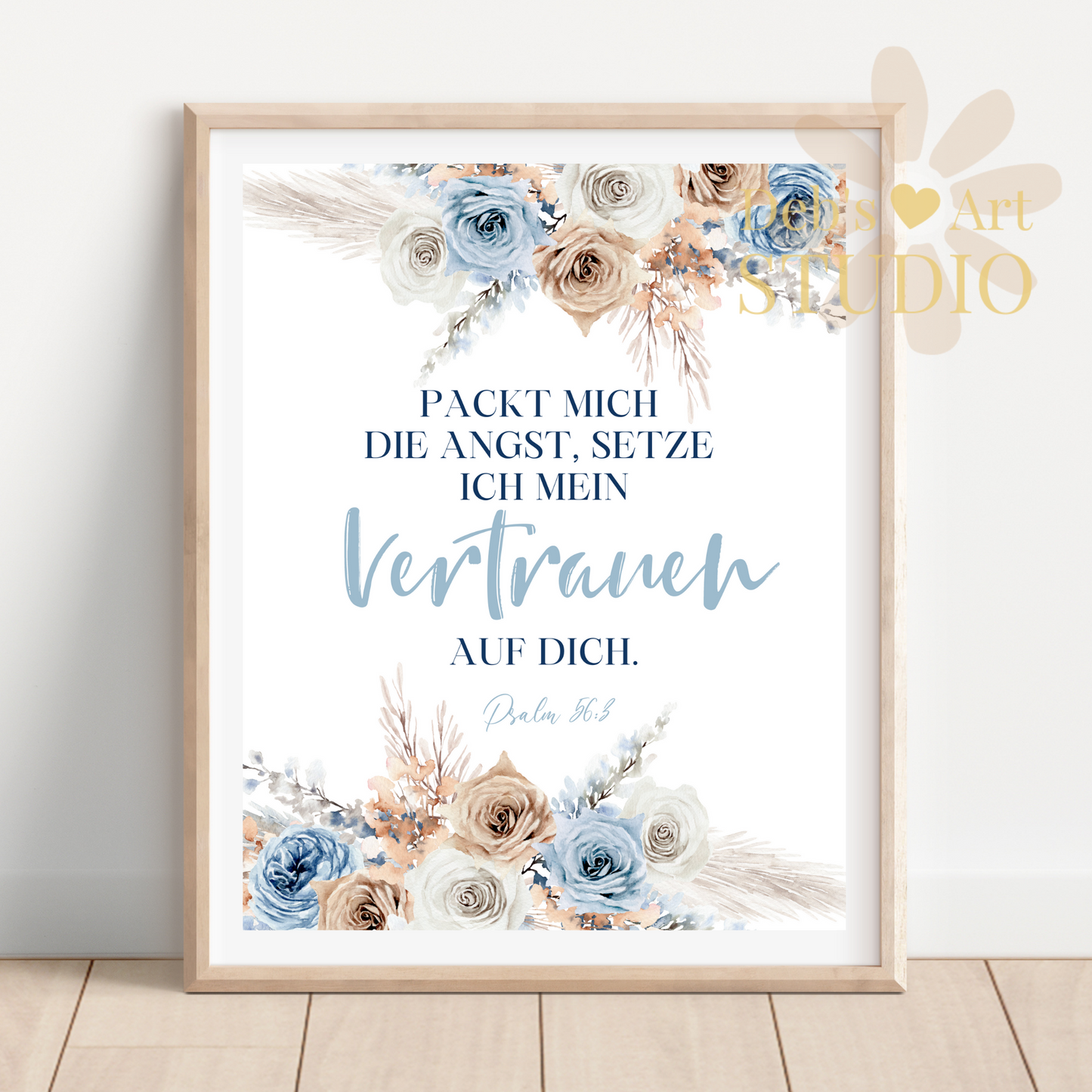 2024 JW Year Text - German Bible Verse Wall Art | Psalm 56:3 Blue Boho