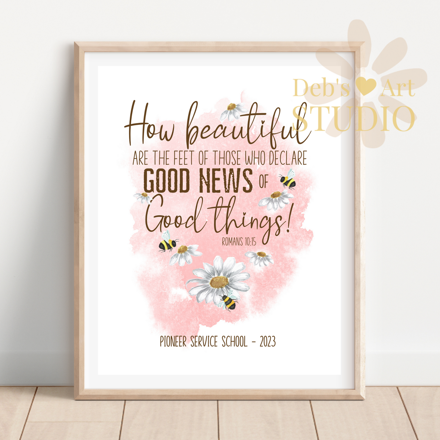 Romans 10:15, Bible Verse Wall Art | JW Pioneer Gifts | Pioneer School | Pink