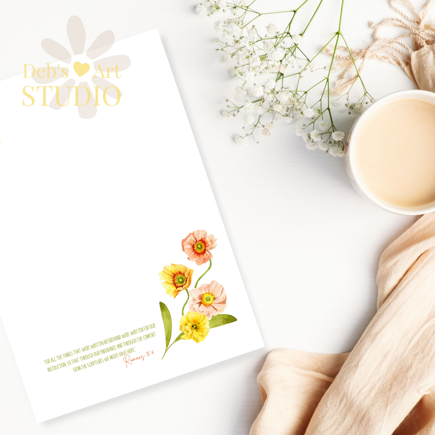 Romans 15:4, JW Letter Writing Paper | Spring Bohemian Flowers