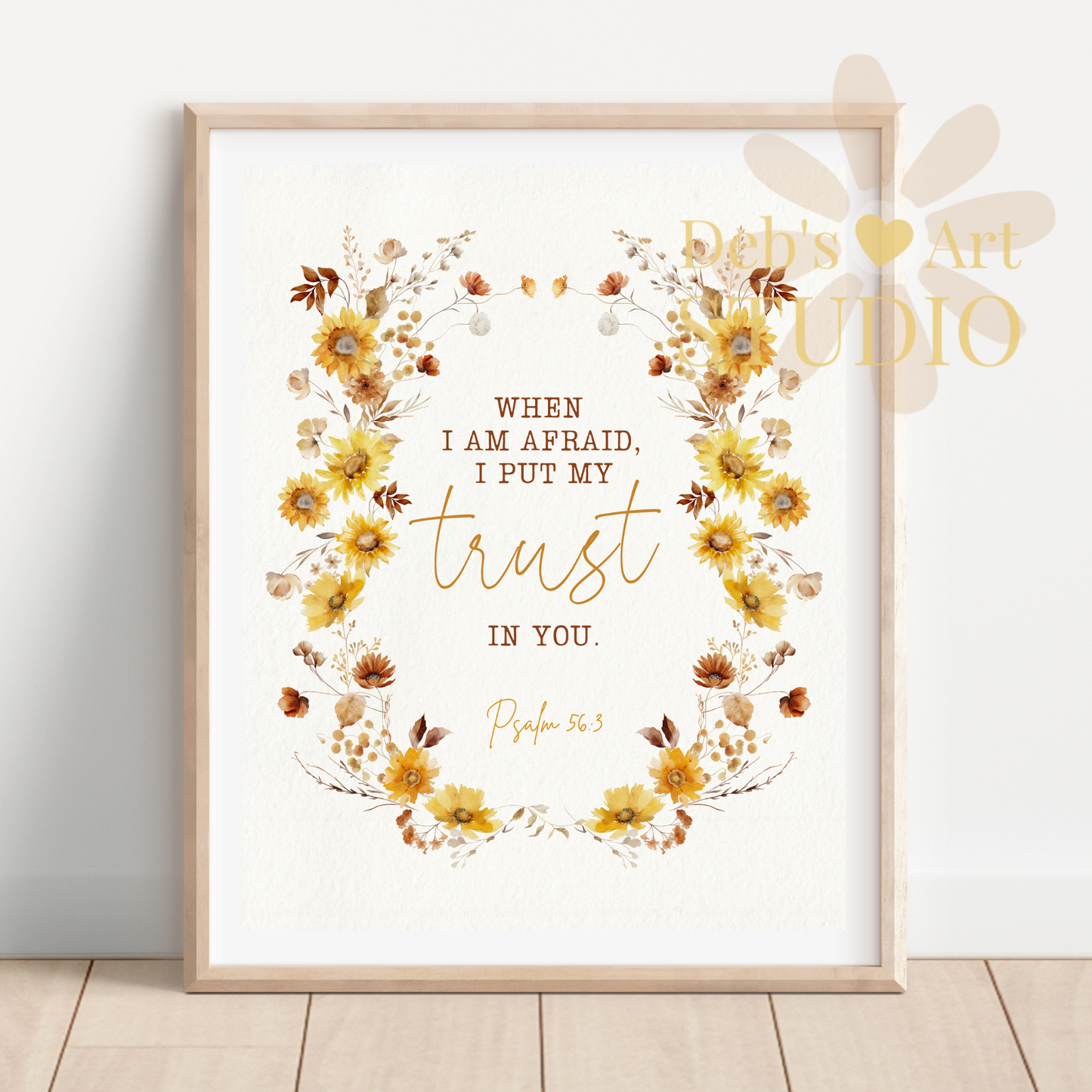 2024 JW Year Text - Bible Verse Wall Art | Psalm 56:3 | Boho Sunflowers