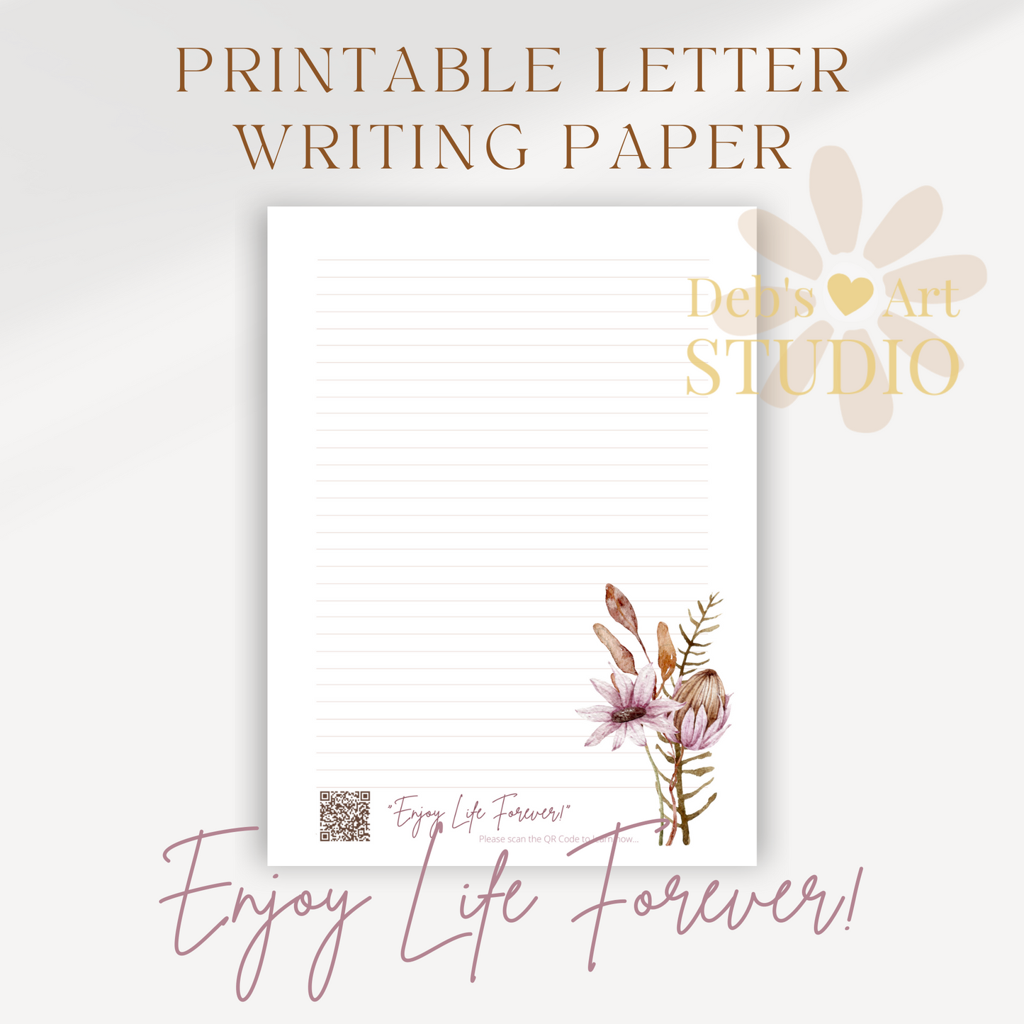 Enjoy Life Forever, JW Letter Writing Paper | Printable Letterhead | Botanicals