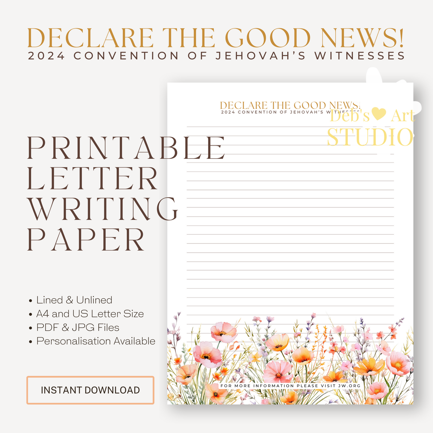 Good News 2024 Convention | JW Letter Writing | Peach Wildflowers