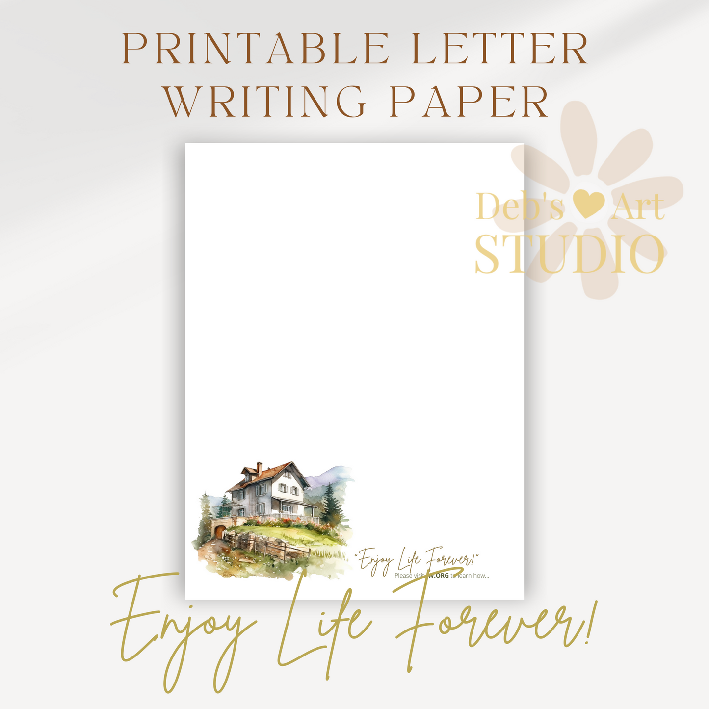 Enjoy Life Forever, JW Letter Writing Paper | Mountain landscape