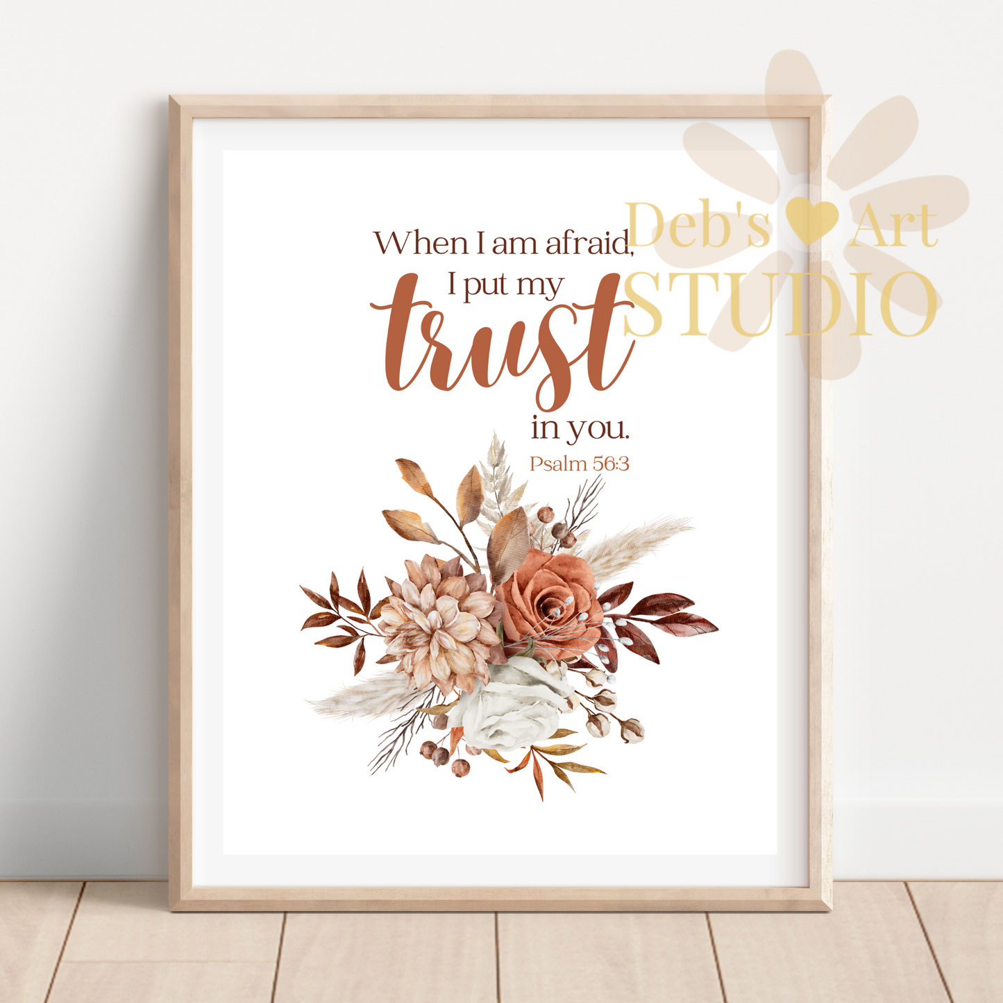 2024 JW Year Text - Bible Verse Wall Art | Psalm 56:3 | Boho Dried Flowers