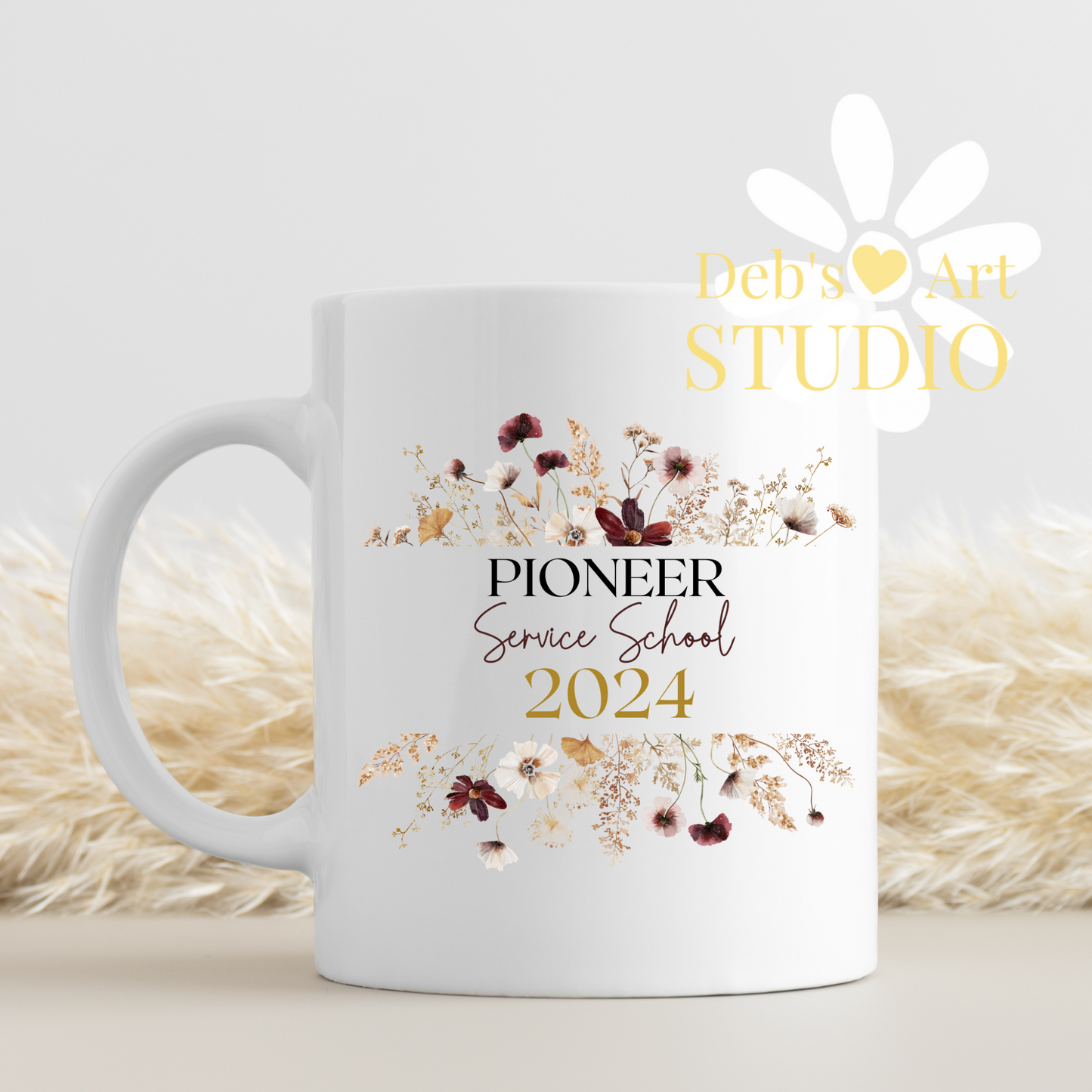 Pioneer School Mug Design - Editable | JW Pioneer Gifts | Boho Flowers