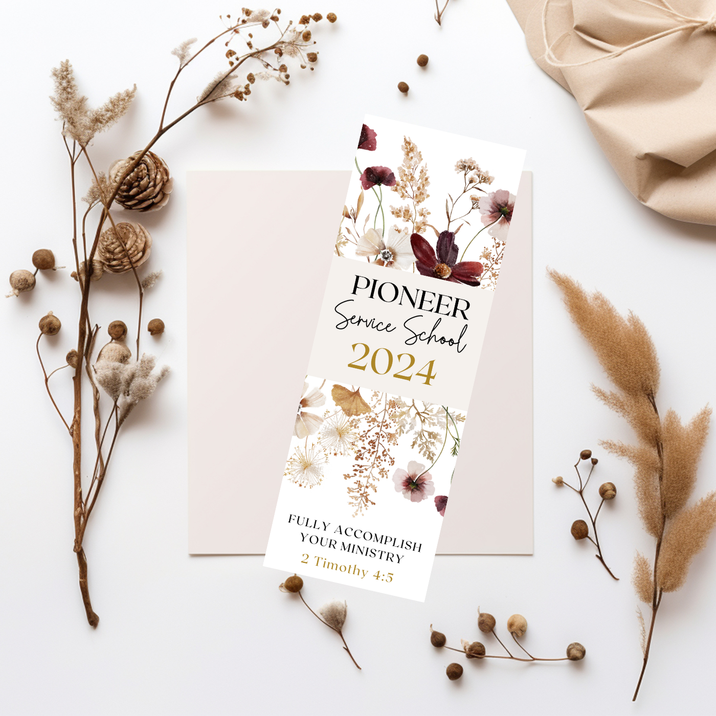 JW bookmark | Pioneer Service School 2024 | JW Gifts | Boho Wildflowers