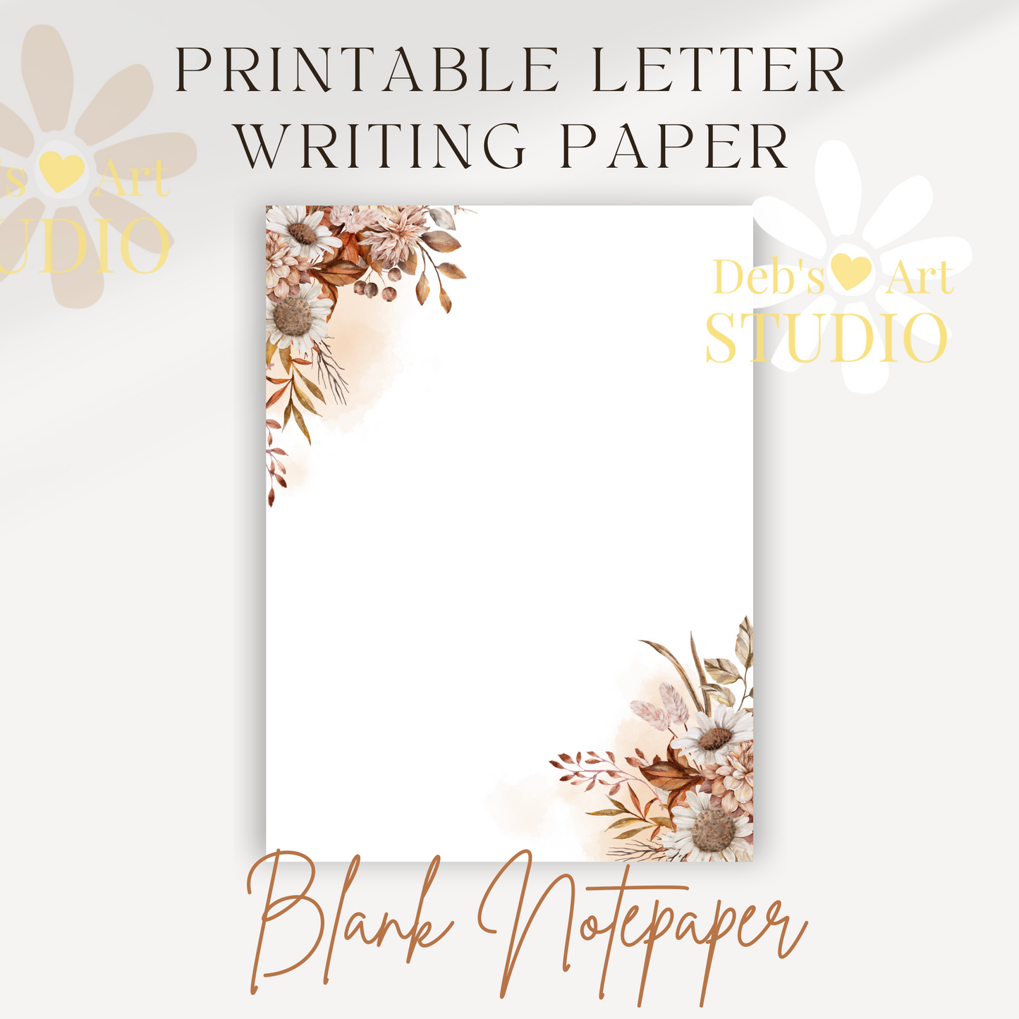 Letter Writing Paper | JW Printable | Letterheads, Autumn Boho Flowers