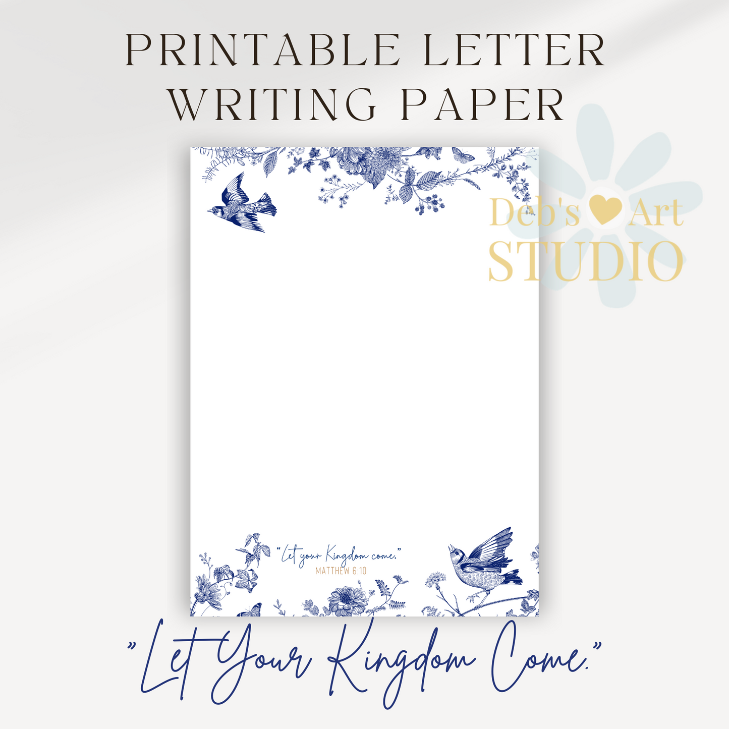 Matthew 6:10, JW Letter writing stationery | Letterhead | Blue Flowers