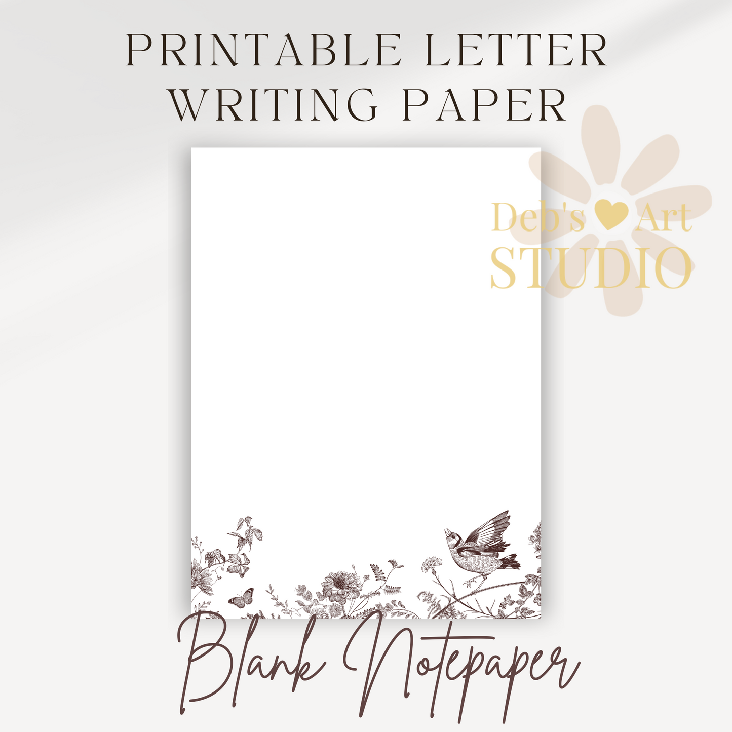 Letter Writing Paper | JW Printable | Letterheads | Brown Vintage Flower