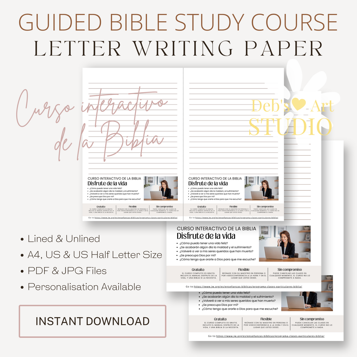 Guided Bible Study Offer, Enjoy Life Forever! Spanish JW Letterhead