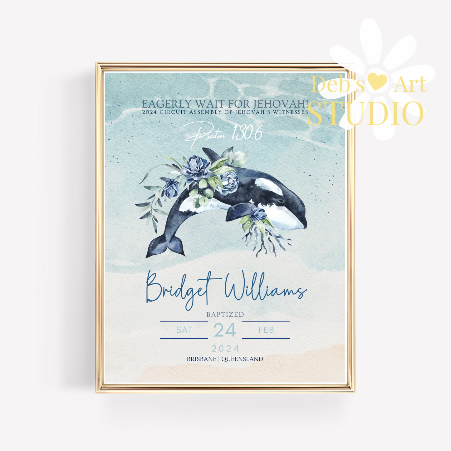 JW Baptism Gift | Baptism Keepsake | Ocean Fauna, Flora | Customisable