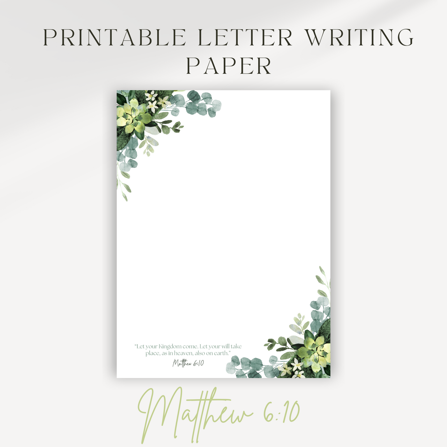 Matthew 6:10, JW Letter Writing Paper | Notepaper | Green Leaves