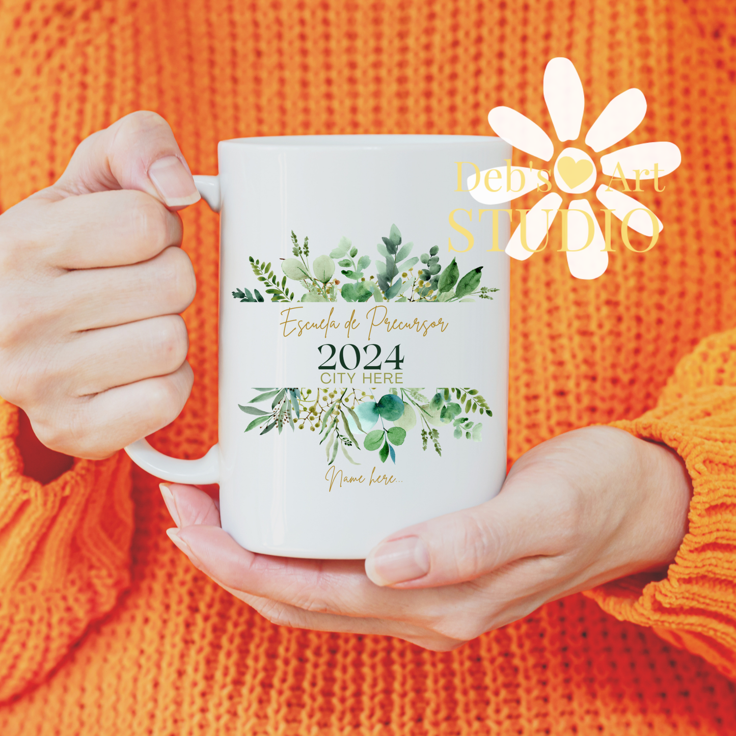 Spanish, Pioneer School Mug Design - Editable | JW Pioneer Gift | Leaf