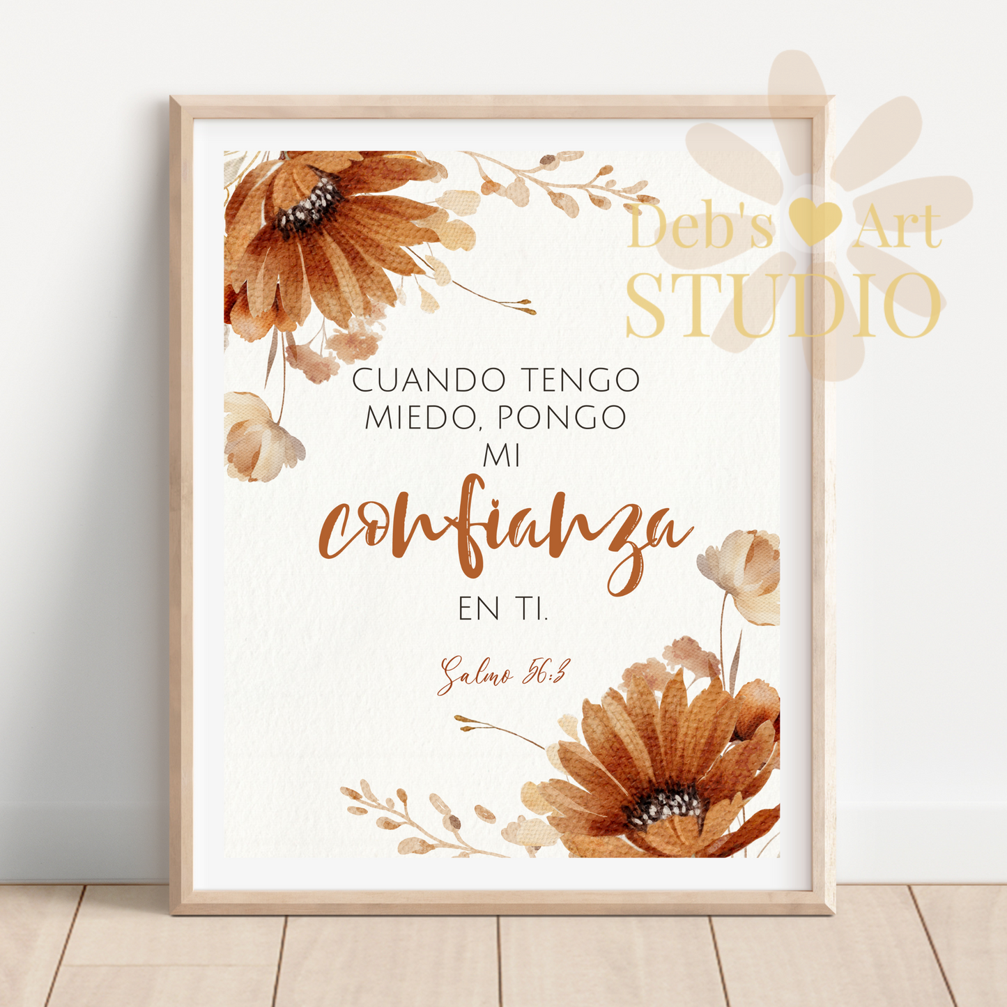 2024 JW Year Text - Spanish Wall Art | Salmo 56:3 | Autumn Flowers