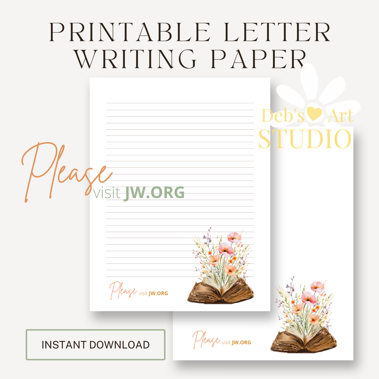 Visit jw.org, JW Letter Writing Paper | Note | Bible Peach flowers