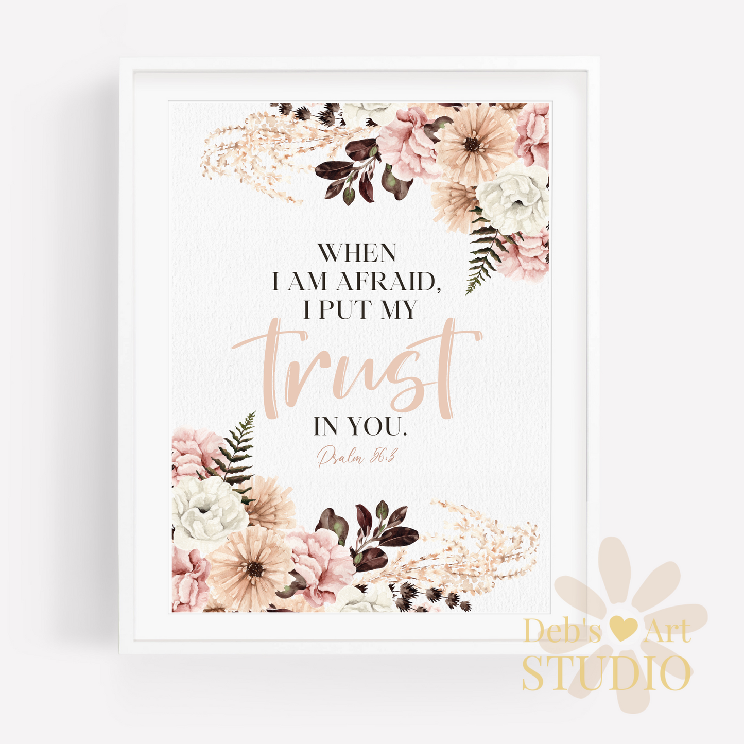 JW Greeting Card | Psalm 56:3 | 2024 Year Text | Pink Boho Flowers