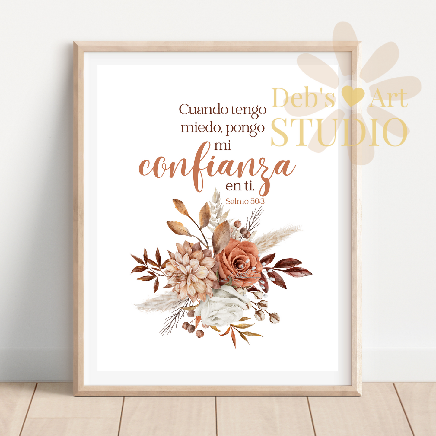 2024 JW Year Text - Spanish Bible Verse Wall Art | Salmo 56:3 | Boho Dried Flowers